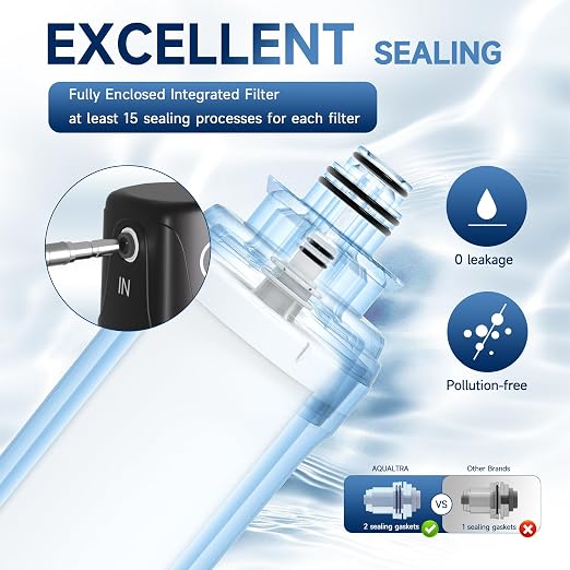 AQUALTRA USF01-BK Under Sink Water Filter System, 12K Gal, NSF/ANSI/CAN 372 Certified, Reduces PFOA, PFOS, Chlorine, Lead, Mercury, Chloramine, Fluoride, Microplastics Particles, Bad Taste & Odor