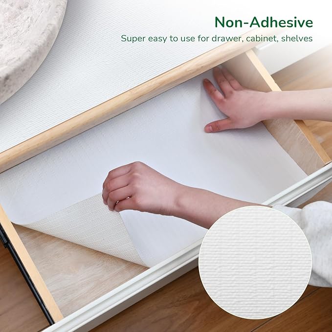 Practical White Shelf Liners for Kitchen Cabinets 18" x10FT, Non-Adhesive Drawer Liner, Non-Slip Strong Grip Cabinet Liner Thickened Mats Waterproof Shelf Paper for Countertop, Cupboard, Dressers