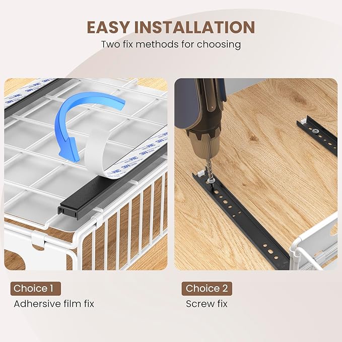 2 Pack Pull Out Cabinet Organizer, Heavy Duty Slide Out Pantry Drawers Shelves Storage With Strong Adhesive Strips and Handle for Kitchen, Bathroom, Living Room, Home (14.8"D X 9.6"W X 3.9"H)