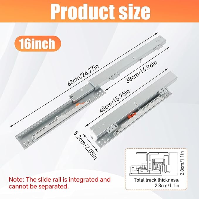 Undermount Drawer Slide Bottom Mount Pull Out Shelf Slides Full Extension Soft Close Base Mount Slide Out Drawer Track Shelf Slider Rail for Cabinet Tray Kitchen Pantry Drawer Trash Can Hardware