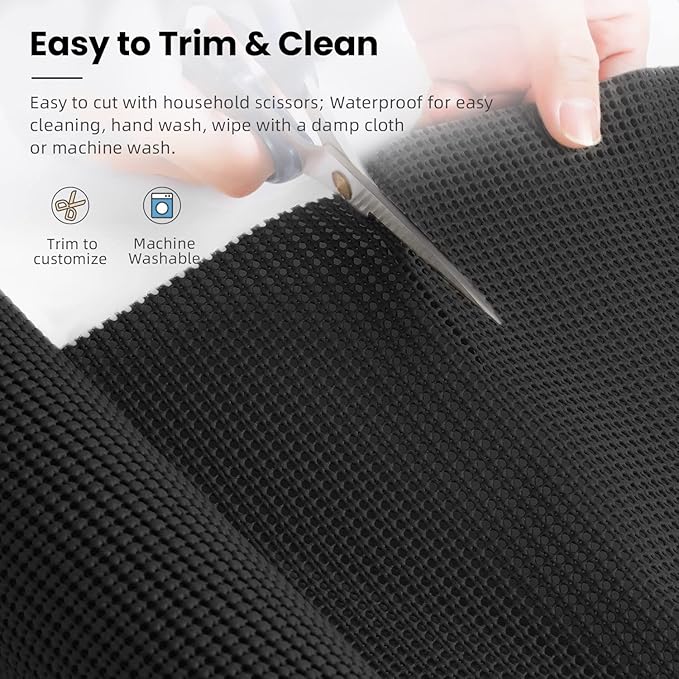 BAGAIL Non-Adhesive Shelf Liner, Thick Strong Grip Drawer Liners for Kitchen Cabinets, Heavy-Duty Easy Cut Cabinet Liners for Shelves, Pantry, Bathroom Cupboards - 17.5" x 10FT, Black