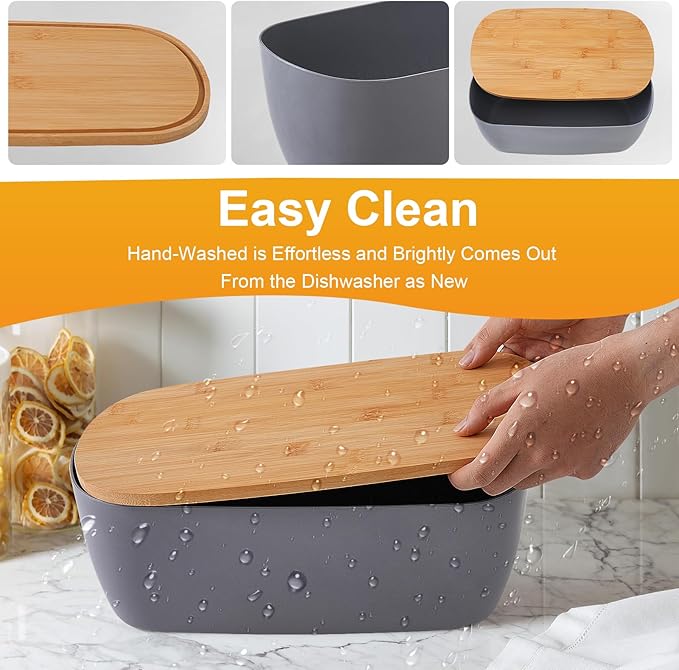 Bread Box For Kitchen Countertop,Bread Box with Cutting Board Lid Made with Bamboo Fiber,Bread Container Holder Keeper Keep Fresh I14.4x8.3x5.6 in……