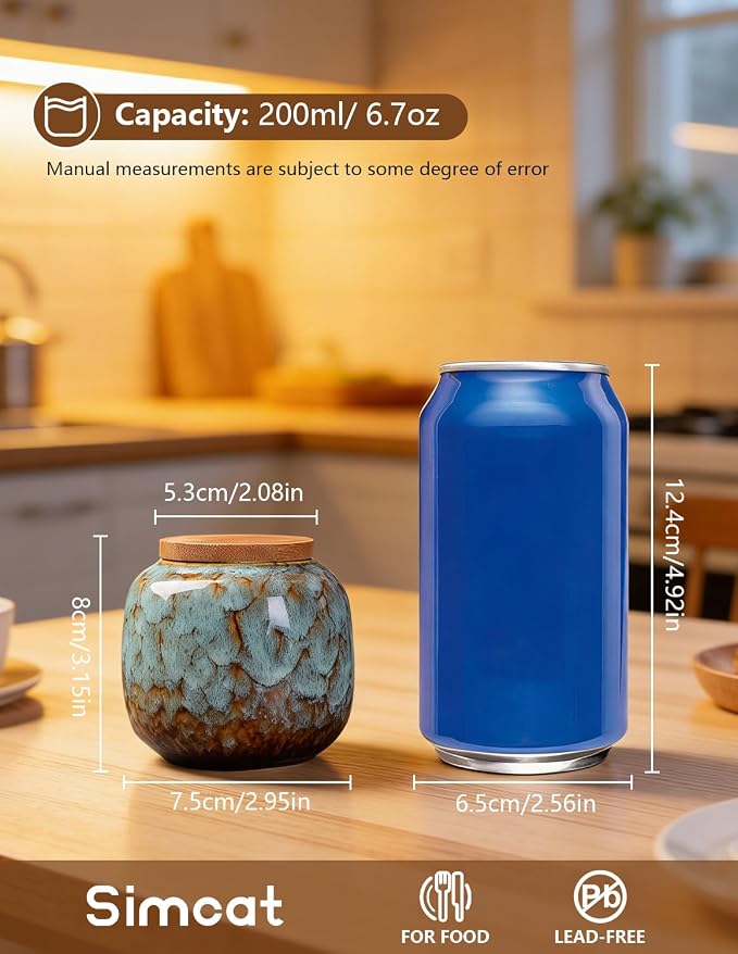 Ceramic Storage Jars, Exquisite Glaze Food Canisters for Kitchen Spice Storage,Tea Caddy Storage,Coffee Jar,Condiment Jar with Seald Lid (Light blue)