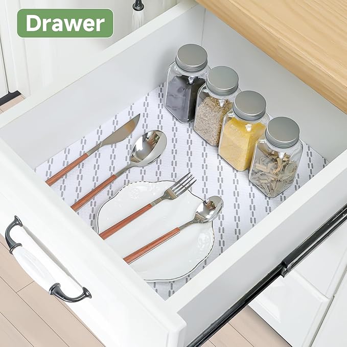 Shelf Liners 19 inch x 20 ft Shelf Liners for Kitchen cabinets nonstick Shelf Lining Drawer Mats EVA Protector for Cupboard (White Diagonal Stripes,19 inch x 20 ft)