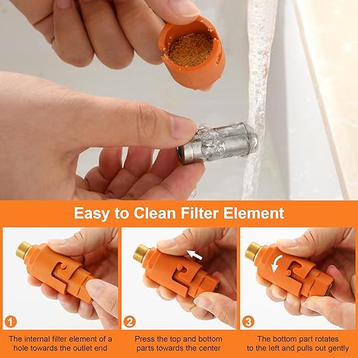 TIORIY 2 Pack Sediment Water Filter G 3/8 (9/16") with Hose, Conncet Angle Valve, 35 Micron Reusable Under Sink Inline Water Filter with 12in Extension Tube, Compression Fitting for Bathroom Kitchen