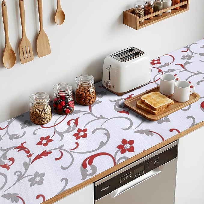 Shelf Liners Non Adhesive 5Rolls*12'' X 120'' Drawer Liner for Kitchen Cabinets, Waterproof Shelf Liners Durable Anti-Slip for Kitchen Cabinets Cupboard Liner