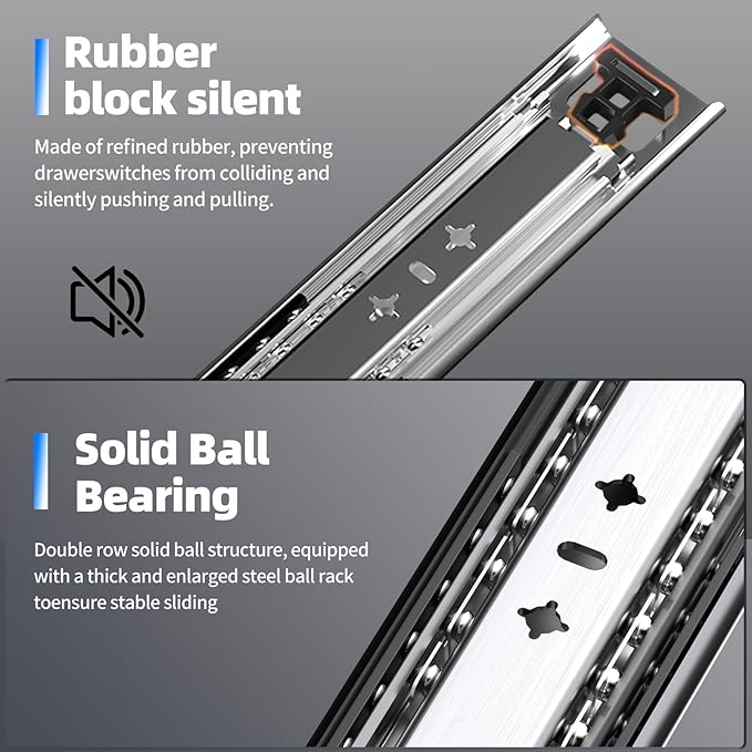 SLIDEWAY 260 Lbs Heavy Duty Drawer Slides 1 Pair 8 10 12 14 16 18 20 24 26 30 32 40 Inch Full Extension Ball Bearing Sliding Rails Cabinet Runners Tracks Tool Box Glides (53mm Wide)-16"