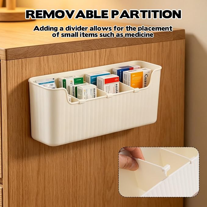 Rainmae 2 Pack Kitchen Cabinet Door Organizer, Lid Organizer Inside Cabinet Wall Mounted Plastic Storage Box Under Sink Door Organizer Lunchbox Lid Container for Kitchen Bathroom Organization