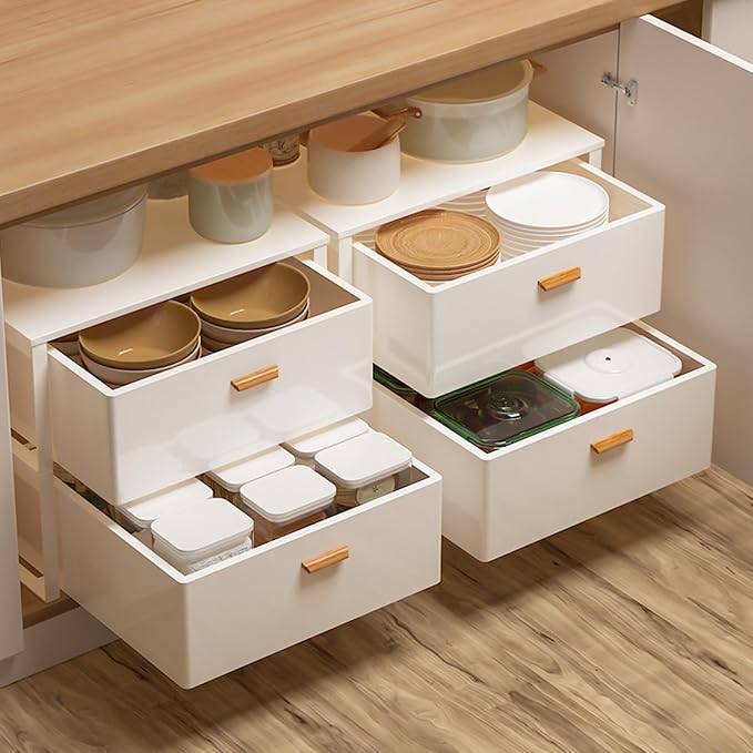 Pull Out Drawers for Cabinets Cabinet Extendable Basket Expandable Drawer Pull Out Drawer Drawer without Drilling Kitchen Organizer Steel Material for Kitchen Living Room Bedroom