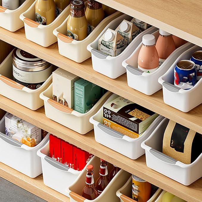 2 Pack Tall Under Sink Organizer with Wheels, Roll Out Plastic Organizer Bins with Handle for Kitchen, Bathroom and Pantry, Multi-purpose Freezer Organization, Kitchen Organizers and Storage