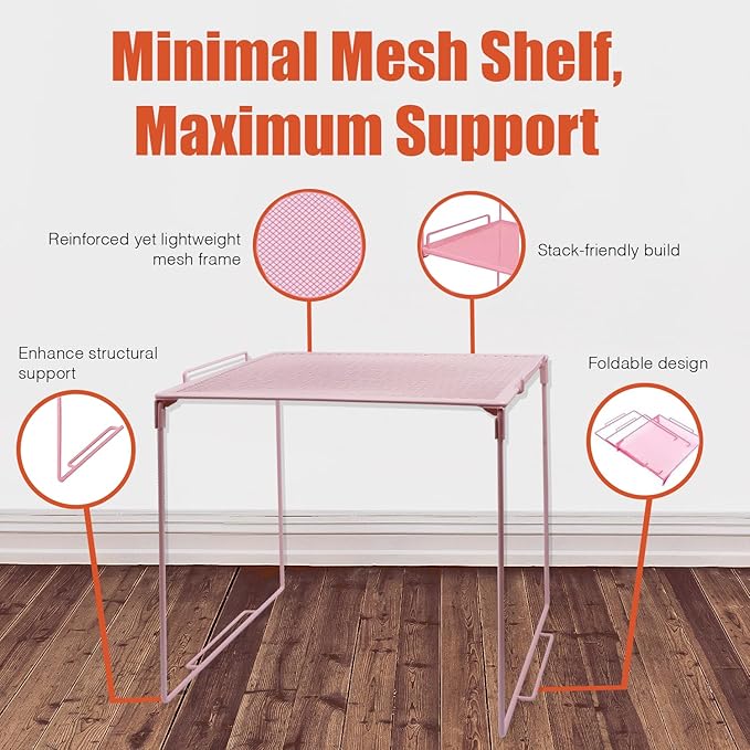 Piffny Versatile Metal Mesh Organizer Shelf, Stackable, for Standard Size School Lockers, Also for Gym and Work Lockers, or Even Kitchen Cabinets & Under Sink Organization