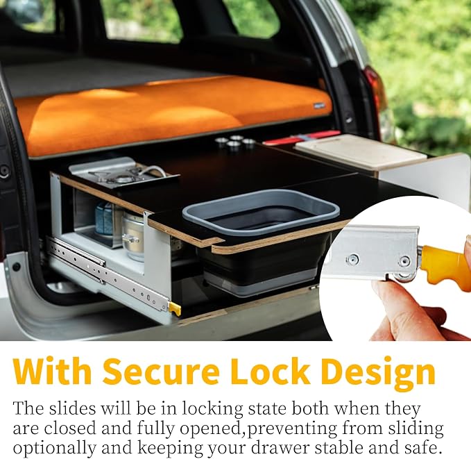 Heavy Duty Locking Drawer Slides Full Extension Runners with Lock 12 14 16 18 20 22 24 26 28 30 32 34 36 38 40 44 48 52 56 60 Inch Side Mount Rails for Drawer Capacity 458lb 1 Pair