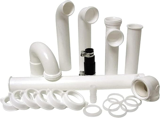 PlumbCraft 1.5-in. OD White Complete Garbage Disposal Installation Kit 7027450, Sink Drain Pipes and Fittings for Setting Up a Garbage Disposal Tool, Kitchen Sink Drain Kit for DIY and Professionals