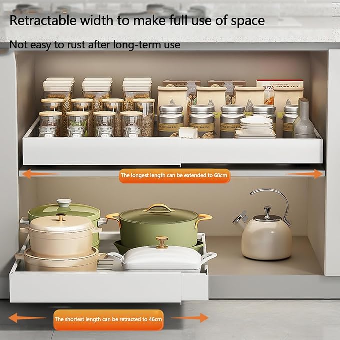Pull Out Drawers for Cabinets Pull Out Cabinet Organizer Pull Out Drawers Storage Shelves for Kitchen Cabinets Adjustable Width Pull Out Drawer No Drilling and Nailing Required