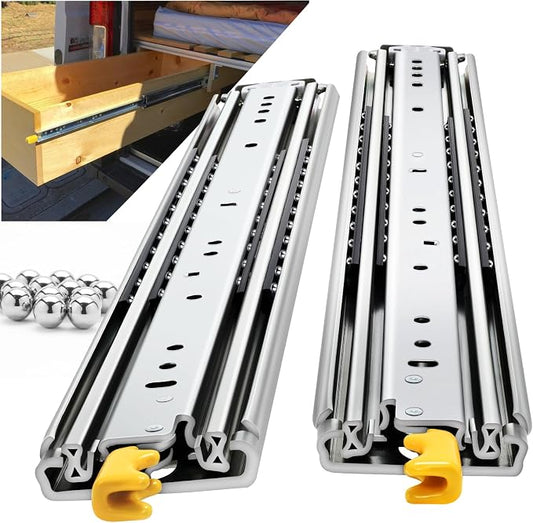 Heavy Duty Locking Drawer Slides Full Extension Runners with Lock 12 14 16 18 20 22 24 26 28 30 32 34 36 38 40 44 48 52 56 60 Inch Side Mount Rails for Drawer Capacity 395lb 1 Pair