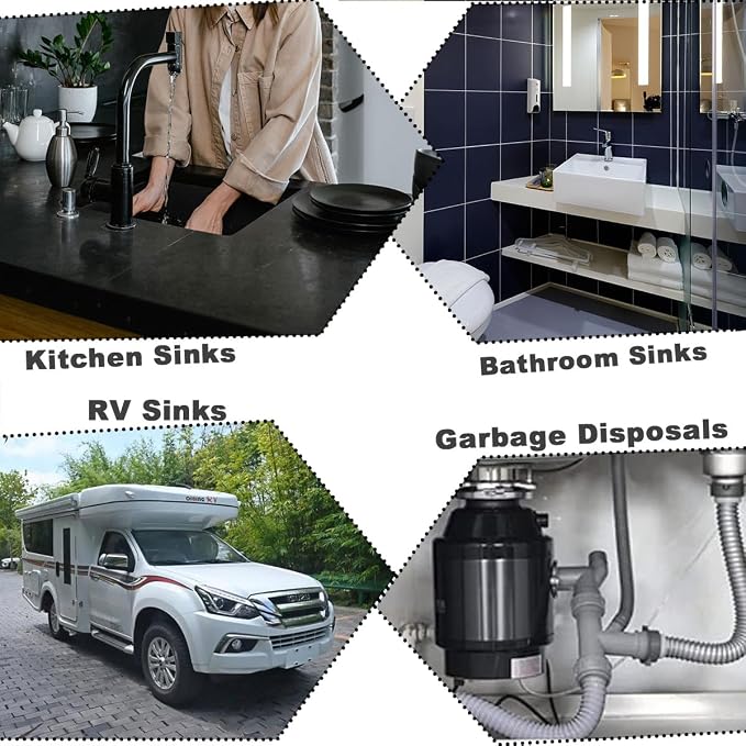 2-Pack Flexible Sink Drain Pipes with P-Trap - With Compatibility for Both 1 1/4" and 1 1/2" Sink Openings, Fit For Kitchen and Bathroom Sink, The Silicone Nut Leak-Proof