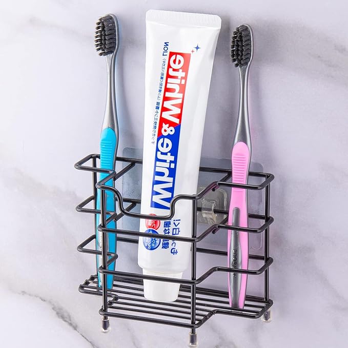 Toothbrush Holders for Bathroom, 3-Slot Black | Wall-mounted Hygienic Bathroom Storage for Countertop or Shower