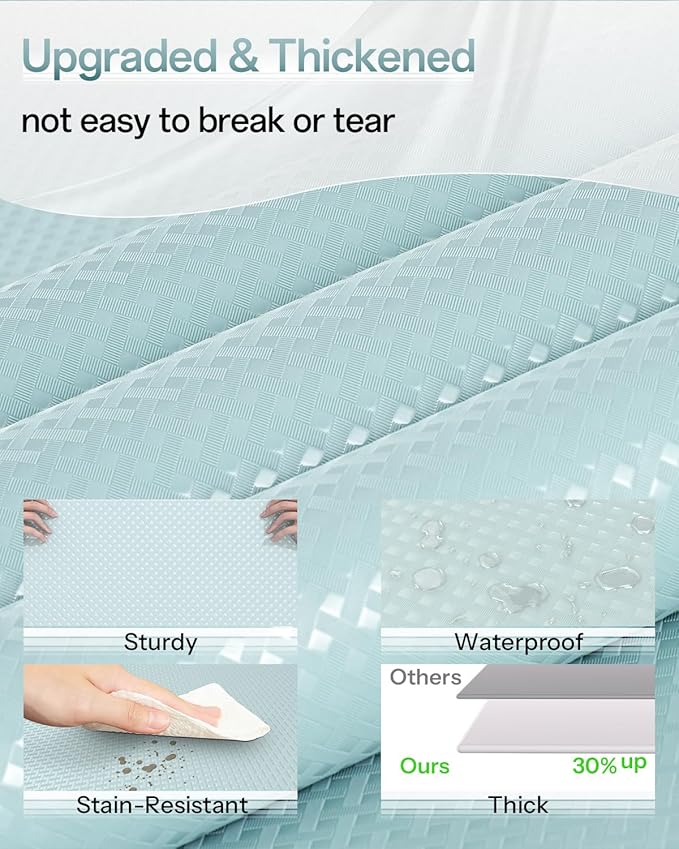 Shelf and Drawer Liner for Kitchen Cabinet, Non-Adhesive 18in x 120in Waterproof Contact Paper Refrigerator Liners Thickened Durable EVA Material Non Slip Mat for Dresser Cupboard Pantry Protector