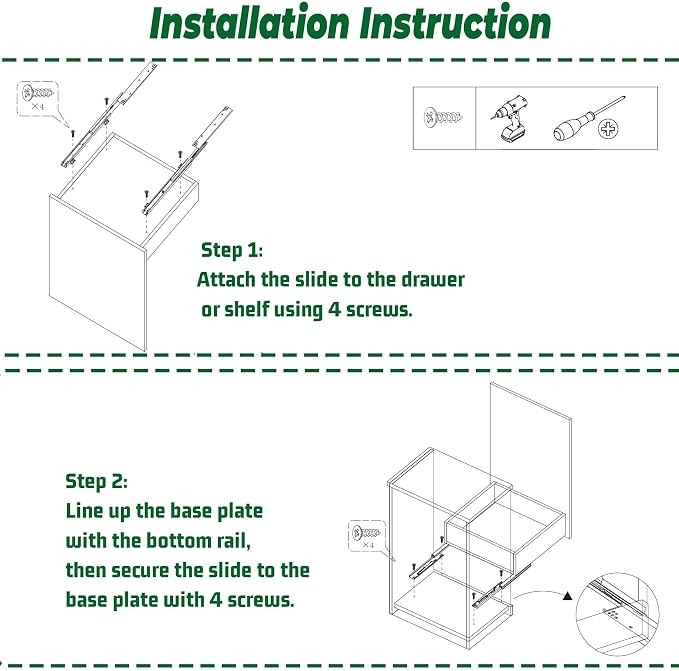 1 Pair 16" Undermount Drawer Slides, Soft Close Bottom Mount Pull Out Shelf Slider Full Extension Invisible Base Mount Drawer Slies for Cabinet Tray Kitchen Pantry Drawer