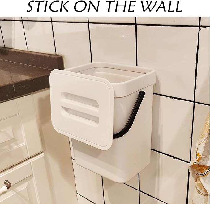 stonespace 1.3 Gal Kitchen Compost Bin, Hanging Trash Can for Cabinet Door | Under Sink Mountable, Compost Pail, For Kitchen, For Countertop