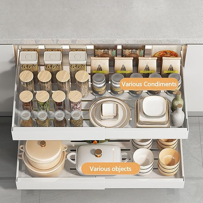 Pull Out Drawers for Cabinets Pull Out Cabinet Organizer Pull Out Drawers Storage Shelves for Kitchen Cabinets Adjustable Width Pull Out Drawer No Drilling and Nailing Required