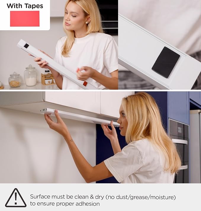 Under Cabinet Lighting Plug in 10in AC120V with Motion Sensor 3000K/4000K/5000K, Super Bright, Linkable Under Counter Light for Kitchen, Shelf, Sink, Closet, Aluminum White 3Pack