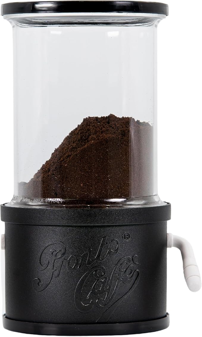 Lavatelli: Pronto Caffè - Black - Coffee Grounds Dispenser for Mocha Pots, Kitchen Jar, Container Preserves Powder Freshness, 1960's Italian Style