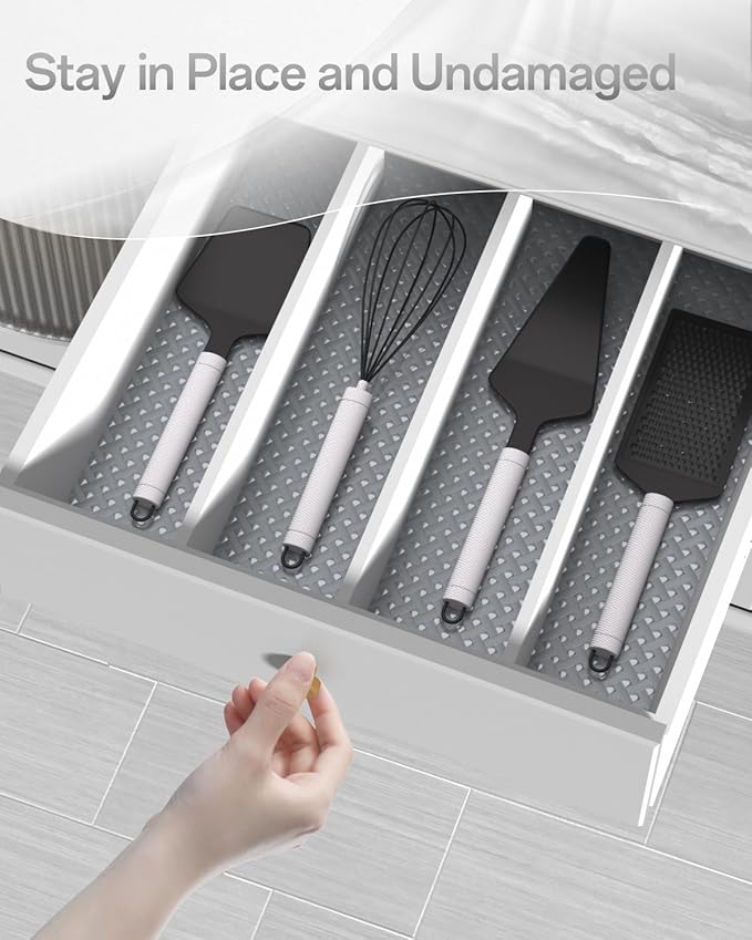 Shelf and Drawer Liner for Kitchen Cabinet, Non-Adhesive 12in x 120in Waterproof Contact Paper Refrigerator Liners Thickened Durable EVA Material Non Slip Mat for Dresser Cupboard Pantry Protector