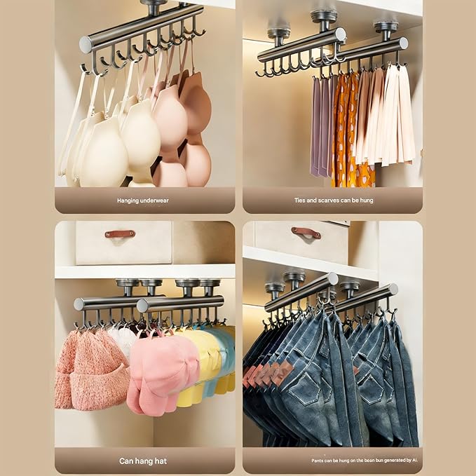 Vertical Space Saving Pull Out Suction Cup Clothes Hanger for Wardrobes Organization Without Drilling Modern Styles Strong Suction
