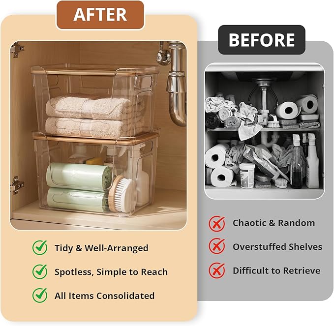 CANTAMI Trash Bag Dispenser with Lid, 2 Pack Plastic Stackable Trash Bag Holder, Extra Large Garbage Bag Dispenser for Kitchen, Laundry Room, Under Sink Organization and Storage