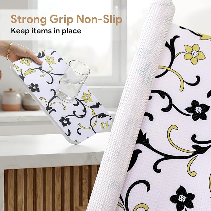 Shelf Liners Non Adhesive 3Rolls*17.7'' X 96'' Drawer Liner for Kitchen Cabinets, Waterproof Shelf Liners Durable Anti-Slip for Kitchen Cabinets Cupboard Liner