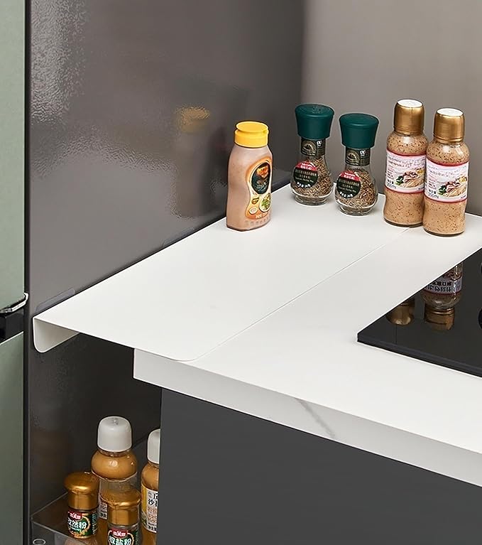 Metal Kitchen Refrigerator Gap Partition Side Panel For Crack Behind Refrigerator Kitchen Partition Panel No Drill Countertop Gap Extension Board(Black,15.75 * 3.93inch)