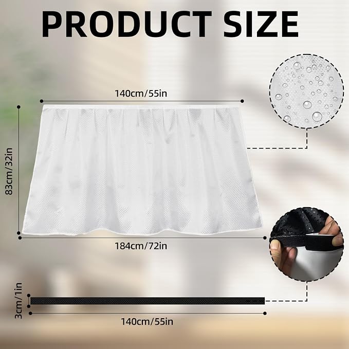 Fabric Sink Skirt Waterproof Self-Adhesive Bathroom Sink Skirt Diamond Stitch Design, 55 x 32 Inches, Adds Under Sink Storage (Silver Gray)