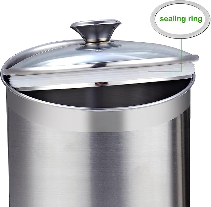 Cooks Standard Classic Stainless Steel Food Jar Storage Canister Set Large, Airtight Containers with Glass Lid for Tea Coffee Sugar Flour Pantry Kitchen Counter, 4-Piece