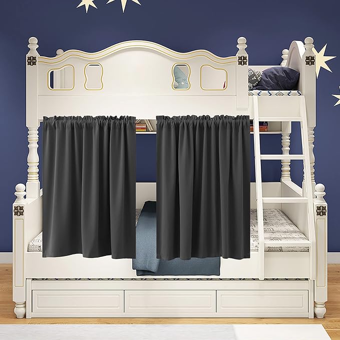 KOUFALL Extra Wide Short Curtains for Bedroom,Blackout 52 in Width Large Window Curtains for Living Room Bathroom,Set of 2 Panels,30 Inch Length,Dark Grey