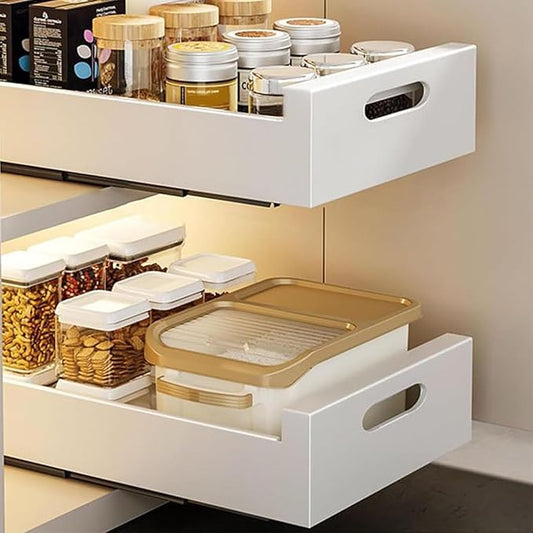 Pull-Out Drawer Nizer No Drill Required Storage Solution for Kitchen & Bathroom Cabinets -Out Design for Easy Access Space-Saving & Efficient,Bianco-40 cm