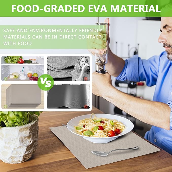 WochiTV Shelf Liner for Cabinets, Drawer 17.5 Inch x 20 Feet, Non Stick EVA Plastic Water Resistant Mat for Kitchen, Bathroom, RV Drawers and Under Sink, Shoe Shelves, Khaki