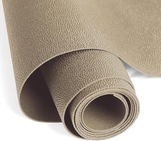 WochiTV Shelf Liner for Cabinets, Drawer Non Adhesive Non Slip Foam Mat for Kitchen, Pantry, Bathroom, Cupboard, Garage, Closet, Shelves, Drawer, Tool Box, Tan 17.5 x 236 inches