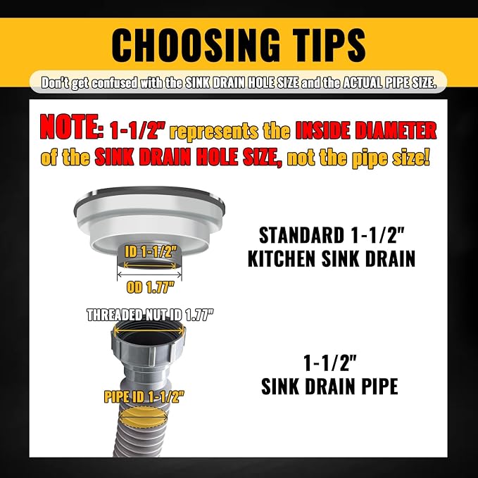 VIVIDA Sink Drain Pipe P Trap 1-1/2", Expandable Flexible Drain Pipe, 11"-31.5" Sink P Trap Kit for Kitchen, Bathroom, Restroom, 1-1/4" Adapter Included, Gray, 1 PACK