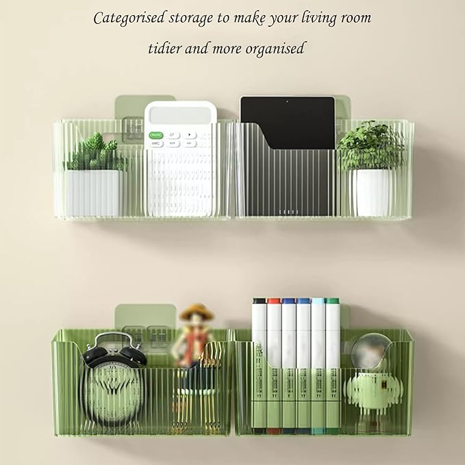 Lae Nuvole Set Of 2 Cabinet Door Organizer Wall Mounted Shower Basket, Shower Caddy Stackable Plastic Adhesive Organizer for Bathroom, Kitchen, Cabinet, Pantry, Makeup, BPA Free, Clear