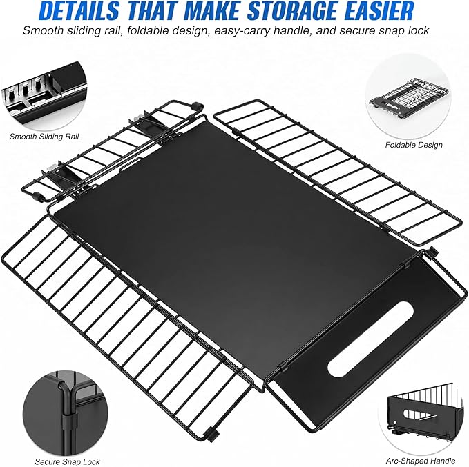 2 Pack Pull Out Cabinet Organizer, 15"" Depth Slide Out Pantry Drawer with Nano Adhesive (No Drilling), Heavy Duty Wire Basket for Kitchen, Under Sink, Bathroom, 9.44"" W x 3.54"" H, Black