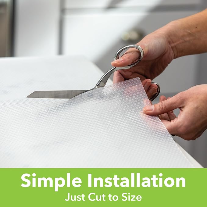 EasyLiner Clear Classic Shelf Liner - Durable Non-Adhesive Fridge Liner - Easy-to-Install and Easy-to-Clean - Kitchen Liner Mat for Fridge Shelves - Food Safe - Removable - 12 in x 20 ft - Clear
