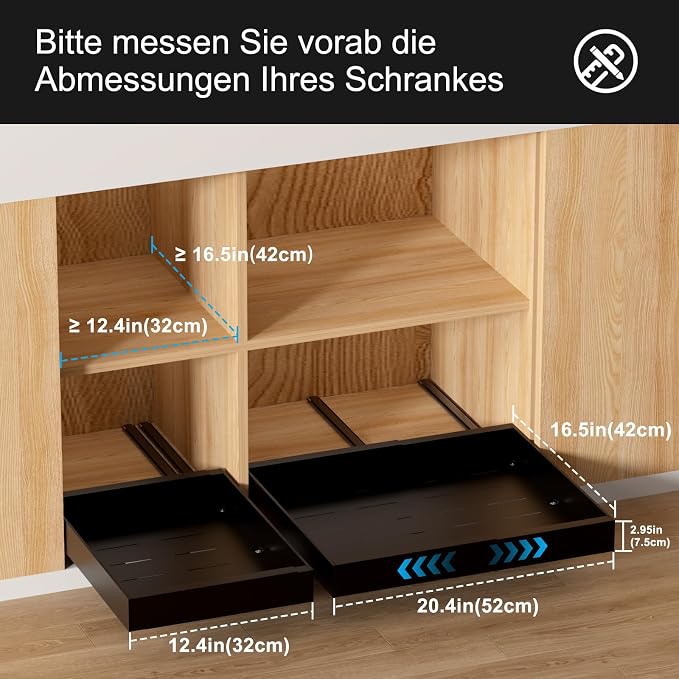 2 Pack Expandable Pull Out Kitchen Cabinet Organizer,Adhesive No Drilling Slide Out Drawers for Kitchen Base Cabinet,Shelves,PantryStorage, Adjustable Width Cabinets Drawers 12.4"-20.4"