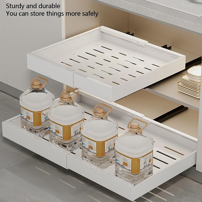 Pull Out Drawers for Cabinets Pull Out Cabinet Organizer Pull Out Drawers Storage Shelves for Kitchen Cabinets Adjustable Width Pull Out Drawer No Drilling and Nailing Required