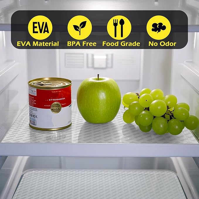 Refrigerator Liner, Waterproof Shelf and Drawer Liners for Kitchen Cabinet, Bathroom Under Sink Mat Non Adhesive Fridge Liner EVA Place Mats Roll - Clear 12"×118"