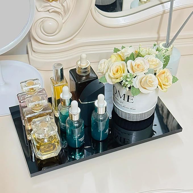 Acrylic Soap Pedestal Stand Sink Tray for Kitchen Bathroom Counter, Black