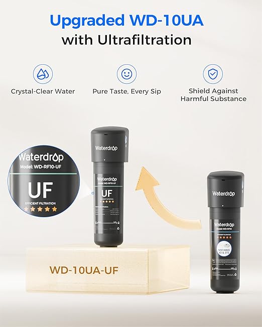 Waterdrop 10UA-UF 0.01 μm Ultra Filtration Under Sink Water Filter System, 1 Year, Reduces Lead, Chlorine, Bad Taste & Odor, Connects Directly to Your Faucet