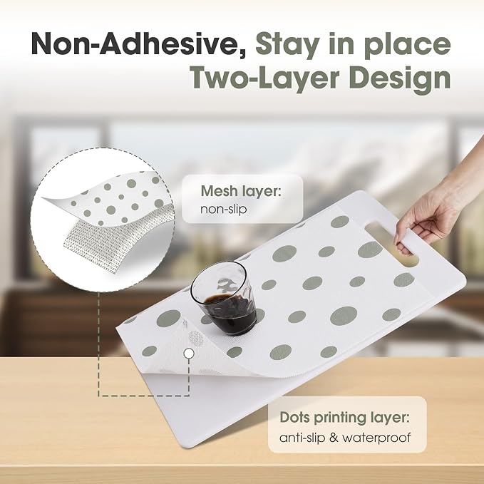 Drawer and Shelf Liner, Non-Slip Kitchen Cabinet Liners Non-Adhesive Thick Strong Grip Waterproof Washable Mats Protect Dresser Shelves Cupboard Bathroom Cabinets, Polka Dot, 12 in X 20 FT