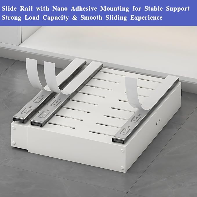 1/2 Pack Pull Out Cabinet Organiser, Extendable Slide Out Drawers, No Drilling and Nailing, for Kitchen Cupboard, Living Room, Home(Size:1 Pack,Color:White)