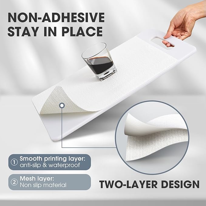 Drawer and Shelf Liner, Non-Slip Kitchen Cabinet Liners Non-Adhesive Thick Strong Grip Waterproof Washable Mats Protect Dresser Shelves Cupboard Bathroom Cabinets, White, 20 in X 30 FT